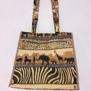 Jade Safari Print Tapestry Tote Bag